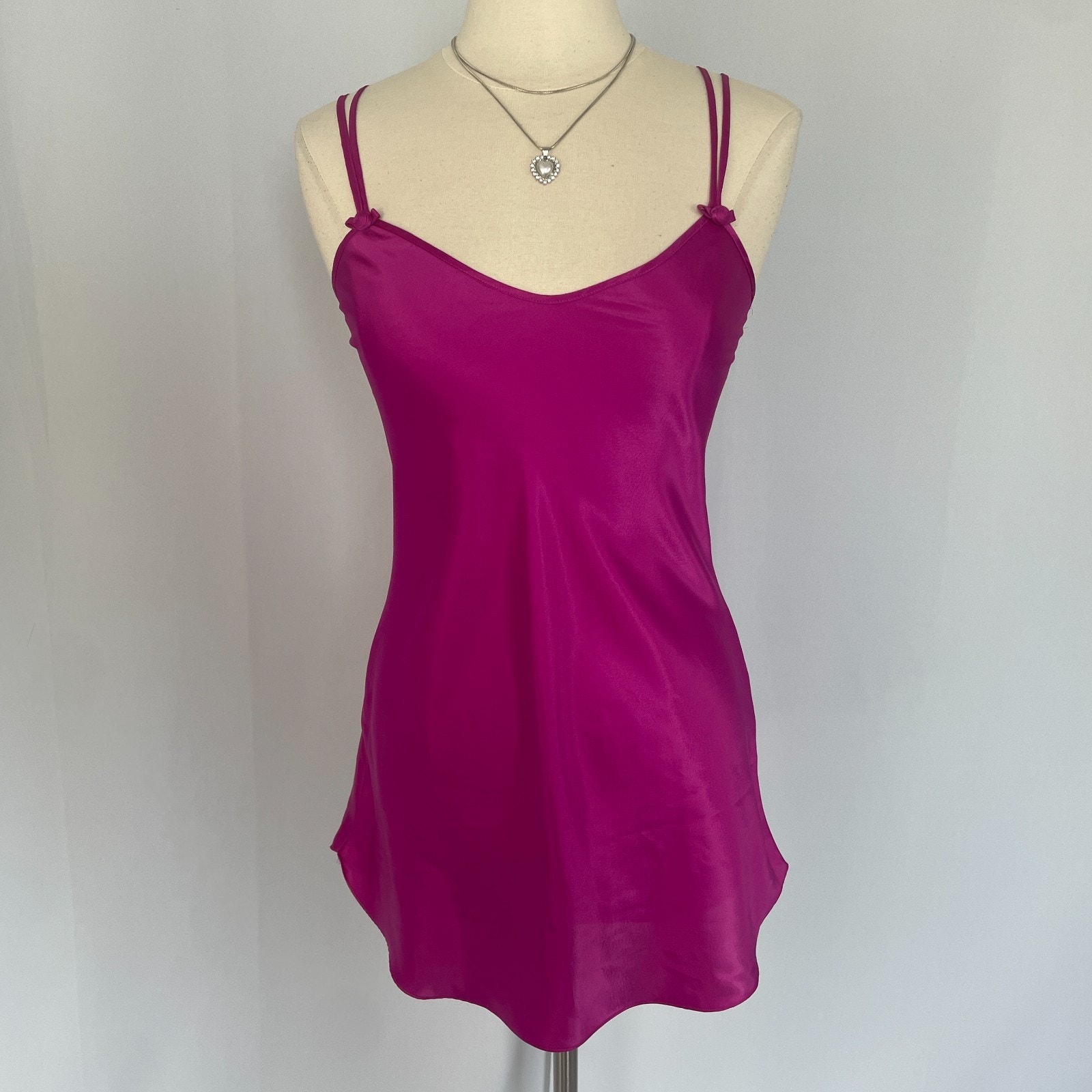 Chemise Slip Dress Size Small Purple Silky Satin Cami Mini Lingerie Vtg Feminine